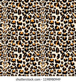 Vector seamless pattern with leopard fur texture. Repeating leopard fur background for textile design, wrapping paper, wallpaper or scrapbooking.