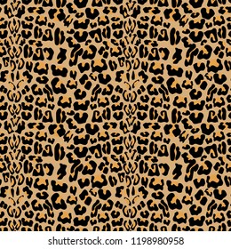 Vector seamless pattern with leopard fur texture. Repeating leopard fur background for textile design, wrapping paper, wallpaper or scrapbooking.