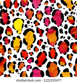 Vector seamless pattern. Leopard print. Colorful illustration background. Wild texture for design
