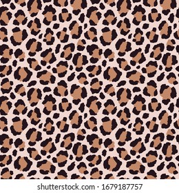 Vector seamless pattern with leopard print. Animal print. Cheetah print. Natural safari background.