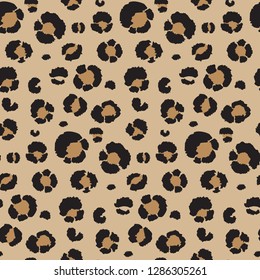 Vector seamless pattern with leopard skin. Endless modern background. Animal print