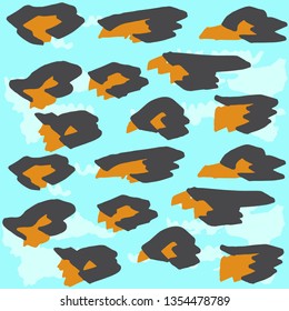 Vector seamless pattern with leopard skin print. Modern background for wallpaper, fabric, prints, covers, packaging. Hand drawing pattern, gray, blue, orange colors.