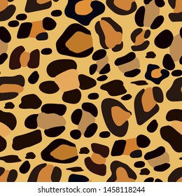 Vector Seamless pattern of leopard skin in yellow, brown and black colour, Wild Animals pattern for textile or wall paper