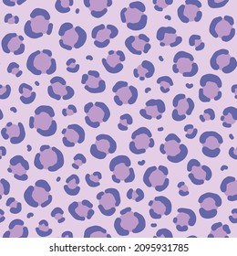 Vector seamless pattern of leopard skin. The trending color of 2022 is very peri. Safari style. Abstract background