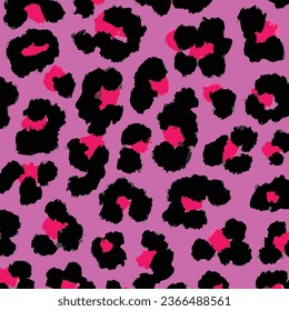 Vector Seamless pattern of leopard skin in purple, pink pastel background, Wild Animals pattern for textile or wall paper, illustration endless designs leopard print in Trendy 2022 Very Peri colour