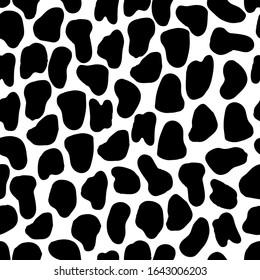 Vector seamless pattern of leopard spots.Abstract monochrome texture in modern style on a white background.Ornament for textiles, сamouflage,wrapping paper.