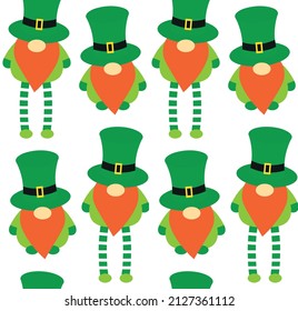 Vector seamless pattern of leprechaun dwarf isolated on white background