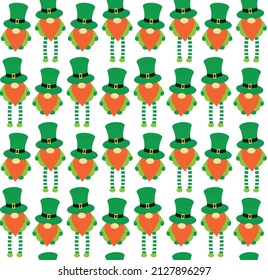 Vector seamless pattern of leprechaun dwarf isolated on white background