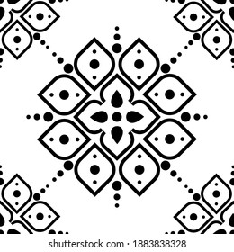 Vector seamless pattern with lettering Happy Easter and mandala shape. Perfect texture for your easter printing and textile design, paper, fabric, book cover, web and magazine pages background.