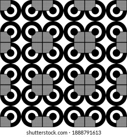 Vector seamless pattern with lettering Happy Easter and mandala shape. Perfect texture for your Easter printing and textile design, paper, fabric, book cover, web and magazine pages background.