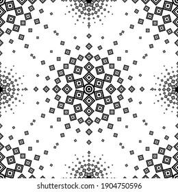 Vector seamless pattern with lettering Happy Easter and mandala shape. Perfect texture for your easter printing and textile design, paper, fabric, book cover, web and magazine pages background.