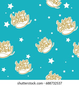 Vector Seamless pattern with Lettering "Happy Birthday". 