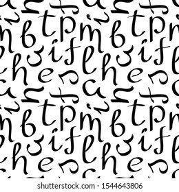 Vector seamless pattern with letters of the alphabet. Hand drawn doodle illustrstion. Backgrounds, textile, wrapping paper, and other surfaces .