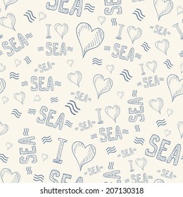 Vector seamless pattern with letters and hearts