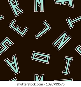 Vector seamless pattern with letters on black background. The illustration can be used for wallpaper, wrapping paper, web, textile