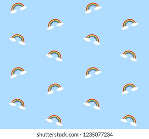 Vector seamless pattern of lgbt community rainbow isolated on blue