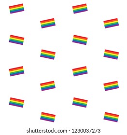 Vector seamless pattern of lgbt rainbow flag isolated on white background 