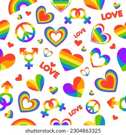 Vector seamless pattern with lgbt symbols. Rainbow pattern