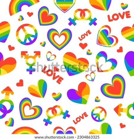 Vector seamless pattern with lgbt symbols. Rainbow pattern