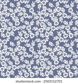 Vector seamless pattern. Liberty pattern in small flowers. Small off white and coral pink flowers. Ivory background. Ditsy floral background.