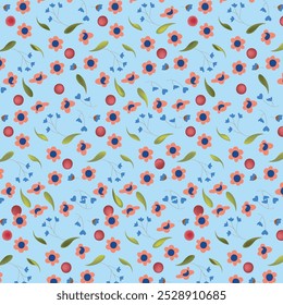 Vector seamless pattern. Liberty pattern in small flowers. Small off white and coral pink flowers. Ivory background. Ditsy floral background. Delicate template for fashion prints. Stock vector