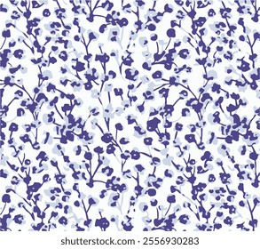 Vector seamless pattern. Liberty pattern in small flowers. Small blue flowers. White background. Ditsy floral background. 