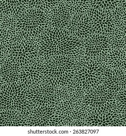 Vector seamless pattern of light green leaves foliage on dark  background