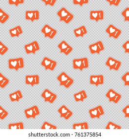 Vector seamless pattern with like. Hand drawn cute and funny fashion illustration patches or stickers kit. Modern doodle pop art sketch badges and pins