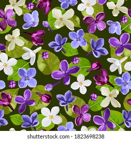 Vector seamless pattern with lilac flowers