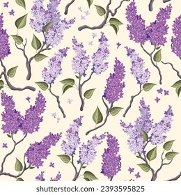 Vector seamless pattern with lilac flowers svg