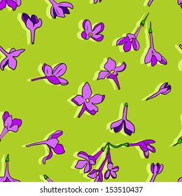 Vector seamless pattern with lilac flowers,floral background