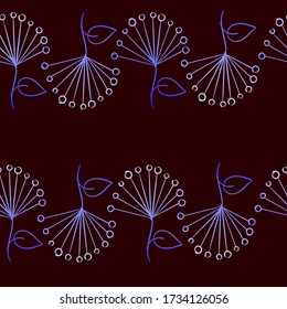 Vector seamless pattern with 
lilac orange flowers on a 
brown background. Use in fabric, wrapping paper, wallpaper, bags, clothes, dishes, cases on smartphones and tablets, 