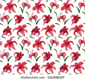Vector seamless pattern lily