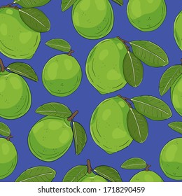 Vector seamless pattern with lime. Hand drawn background. Design for fabric, wrap, cover, paper
