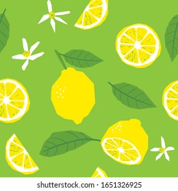 Vector seamless pattern with lime slices on a blue background. Bright design for fabric or wrapping paper.