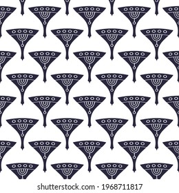 Vector seamless pattern with line art  and shape ornament . Vintage element for design in Victorian style for wallpaper and background
