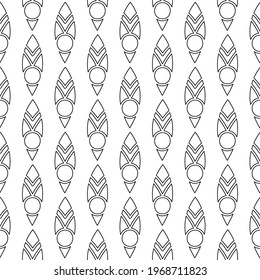 Vector seamless pattern with line art  and shape ornament . Vintage element for design in Victorian style for wallpaper and background