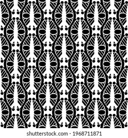 Vector seamless pattern with line art  and shape ornament . Vintage element for design in Victorian style for wallpaper and background