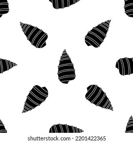 Vector seamless pattern. Line art sketch seashells. Isolated background. Decoration symbol of health calcium. Summer, sand and beach design. Repetitive ornament.
