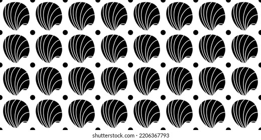 Vector seamless pattern. Line art sketch seashells. Isolated background. Decoration symbol of health calcium. Summer, sand and beach design. Repetitive ornament.
