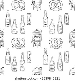 vector seamless pattern line art elements beer bar