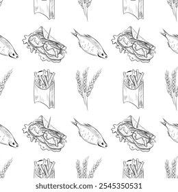 vector seamless pattern line art elements beer bar
