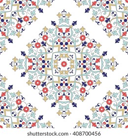 Vector seamless pattern with line art ornament. Ornate floral decor for wallpaper.