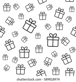 Vector seamless pattern with line gift boxes. Minimal background for covers, prints, wrapping paper design