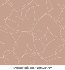 Vector seamless pattern with line hearts on tender background