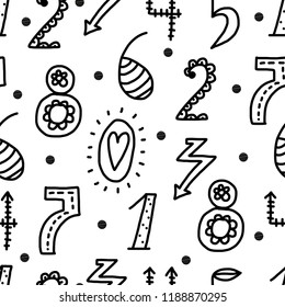 Vector seamless pattern with line numbers. Seamless pattern can be used for wallpaper, pattern fills, web page background, surface textures.