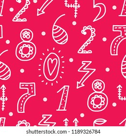 Vector seamless pattern with line numbers. Seamless pattern can be used for wallpaper, pattern fills, web page background, surface textures.