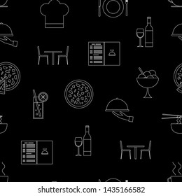 Vector seamless pattern with line restaurant symbols.