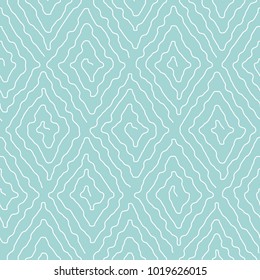 Vector seamless pattern with linear crooked rhombuses.Modern stylish texture.Blue and white