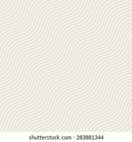 Vector seamless pattern. Linear diagonal waves. Monochrome simple texture. Modern minimalistic graphic design. 